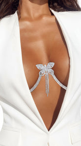 Celestia Butterfly Crystal Bra Chain - Silver